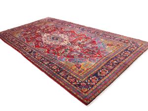 Vintage Red Floral Traditional 6'8 x 12'6 Hamedan Persian Rug