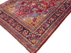 Vintage Red Floral Traditional 6'8 x 12'6 Hamedan Persian Rug