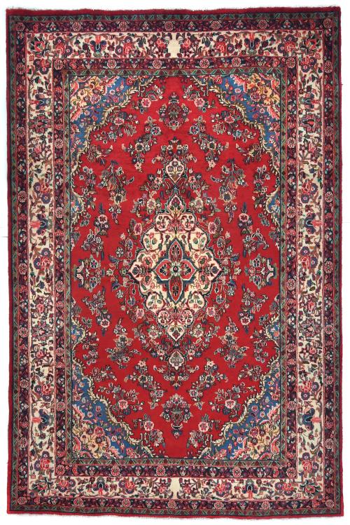 Vintage Red Floral Traditional 7x10 Hamedan Persian Rug