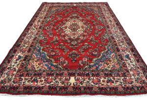Vintage Red Floral Traditional 7x10 Hamedan Persian Rug