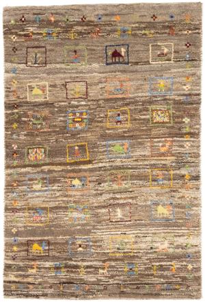 Brown Tribal Pictorial 2'8X4'1 Gabbeh Persian Rug
