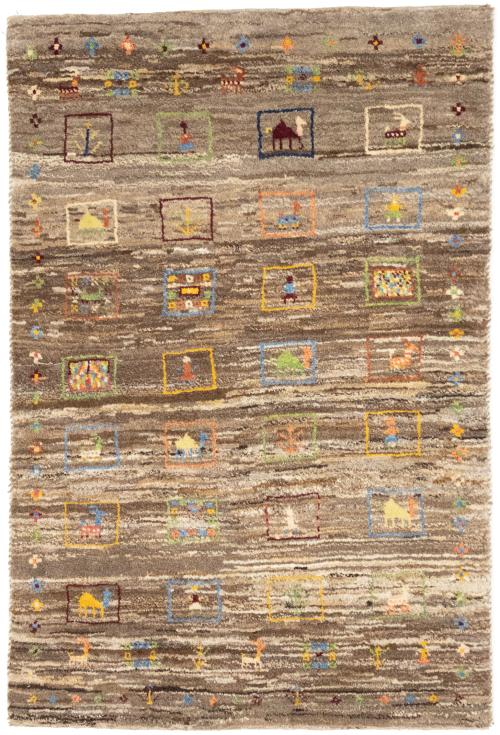 Brown Tribal Pictorial 2'8X4'1 Gabbeh Persian Rug