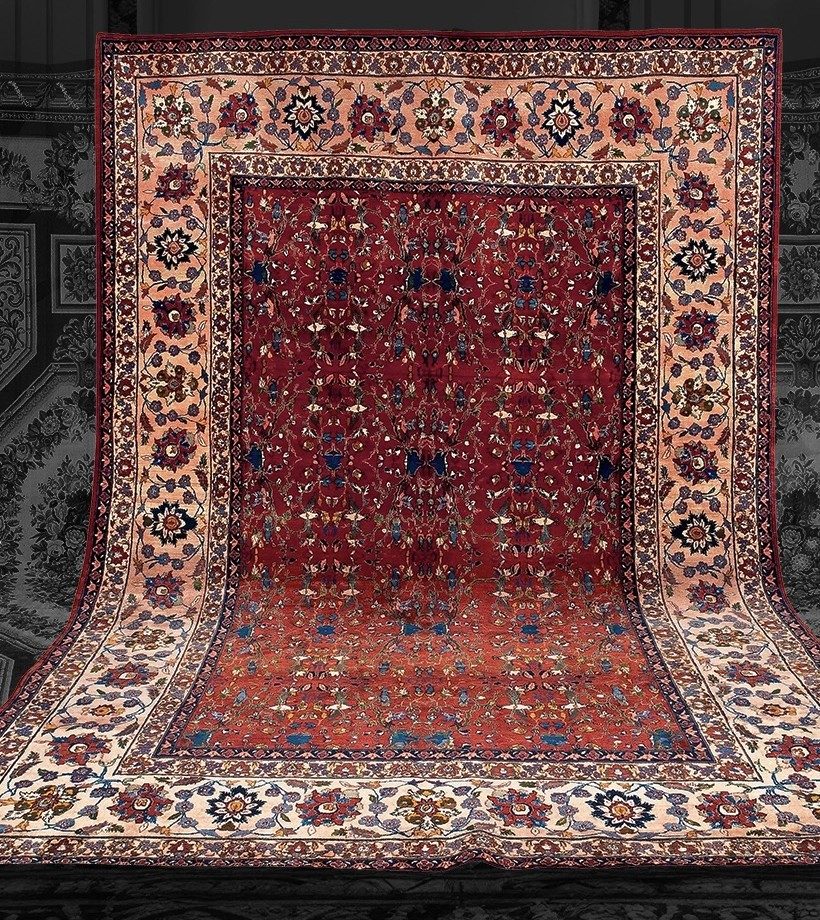 A red Persian rug from the Black Friday sale