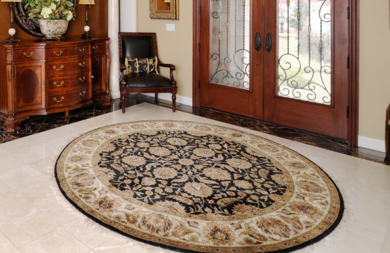 A custom rug in an entryway